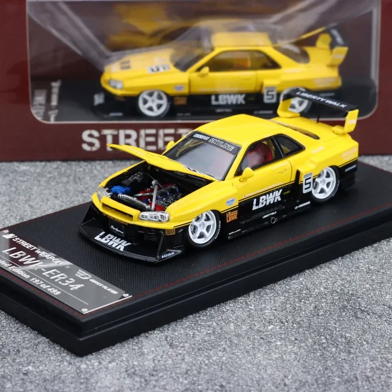 

1:64 Skyline Gtr Er34 Lbwk сплав желтое покрытие игрушки модель автомобиля металлические литья под давлением игрушечные транспортные средства аутентичный изысканный интерьерный подарок