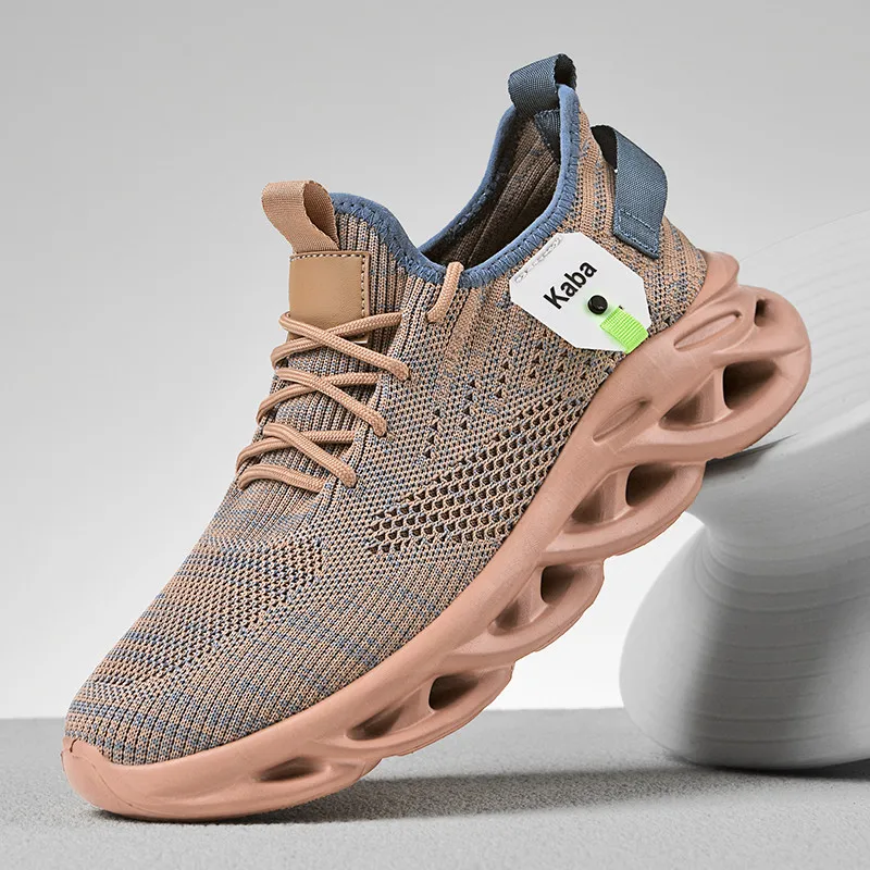 Men Breathable Flying Weave Sneakers Thick Sole Lightweight Casual Sports Shoes Non‑Slip Mesh Running Shoes Big Size 49 50 51 52