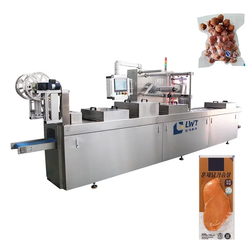 Food Vacuum Packaging Line Sausage Meat Stretch Film Packing Machine