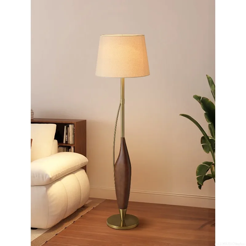 American retro solid wood floor lamp medieval living room eye protection wabi sandy wind bedroom