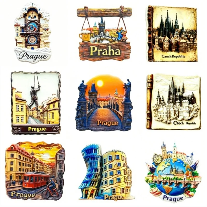 Prague Czech Republic 3D Resin Fridge Magnet Tourist Souvenir City View Refrigerator Sticker Home Decoration Gift