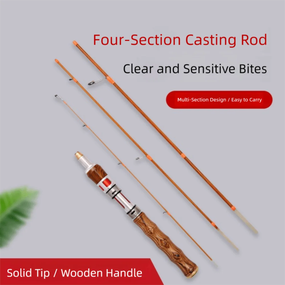 High Quality 4 Sections Spinning Fishing Rod UL Power Carbon Casting Fishing Rod 1.4m Spinning Carbon Fiber Fishing Pole Winter