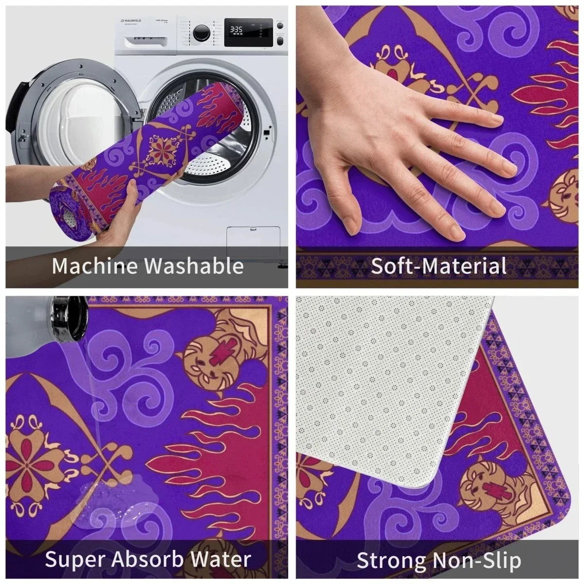 Aladdin Carpets Living Room Non-slip Rugs Washable Balcony Hallway Entrance Floor Mat Bedroom Bedside Foot Mat Home Decorations view 4