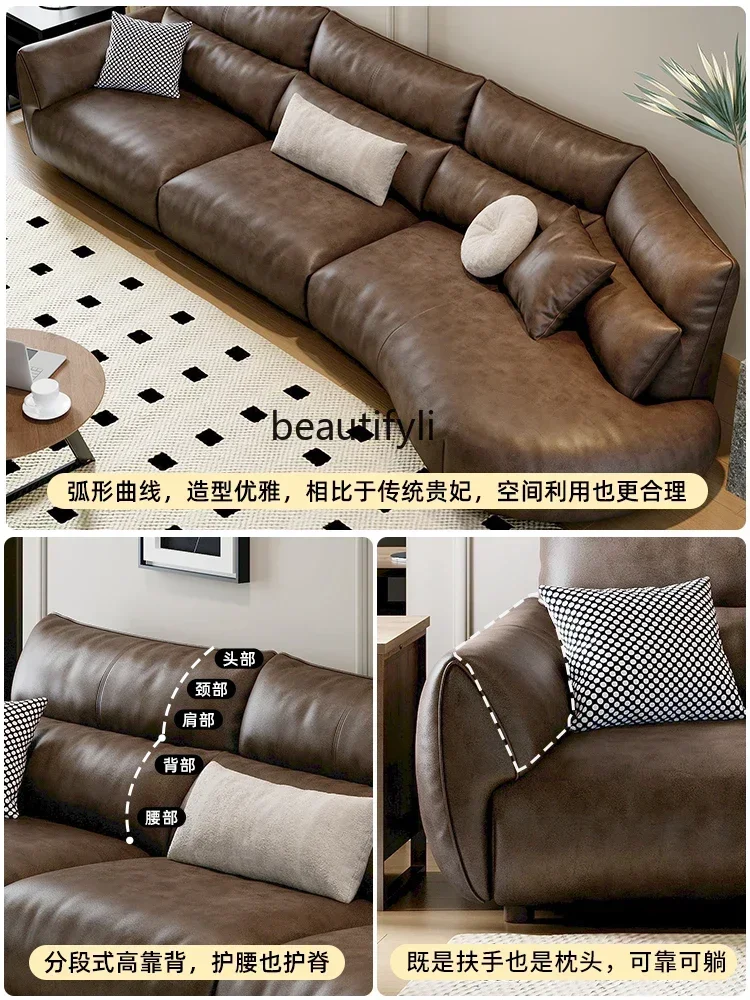 

1184Leather Sofa Modern Simple First Layer Cowhide Household Small Apartment Corner Curved Sofa