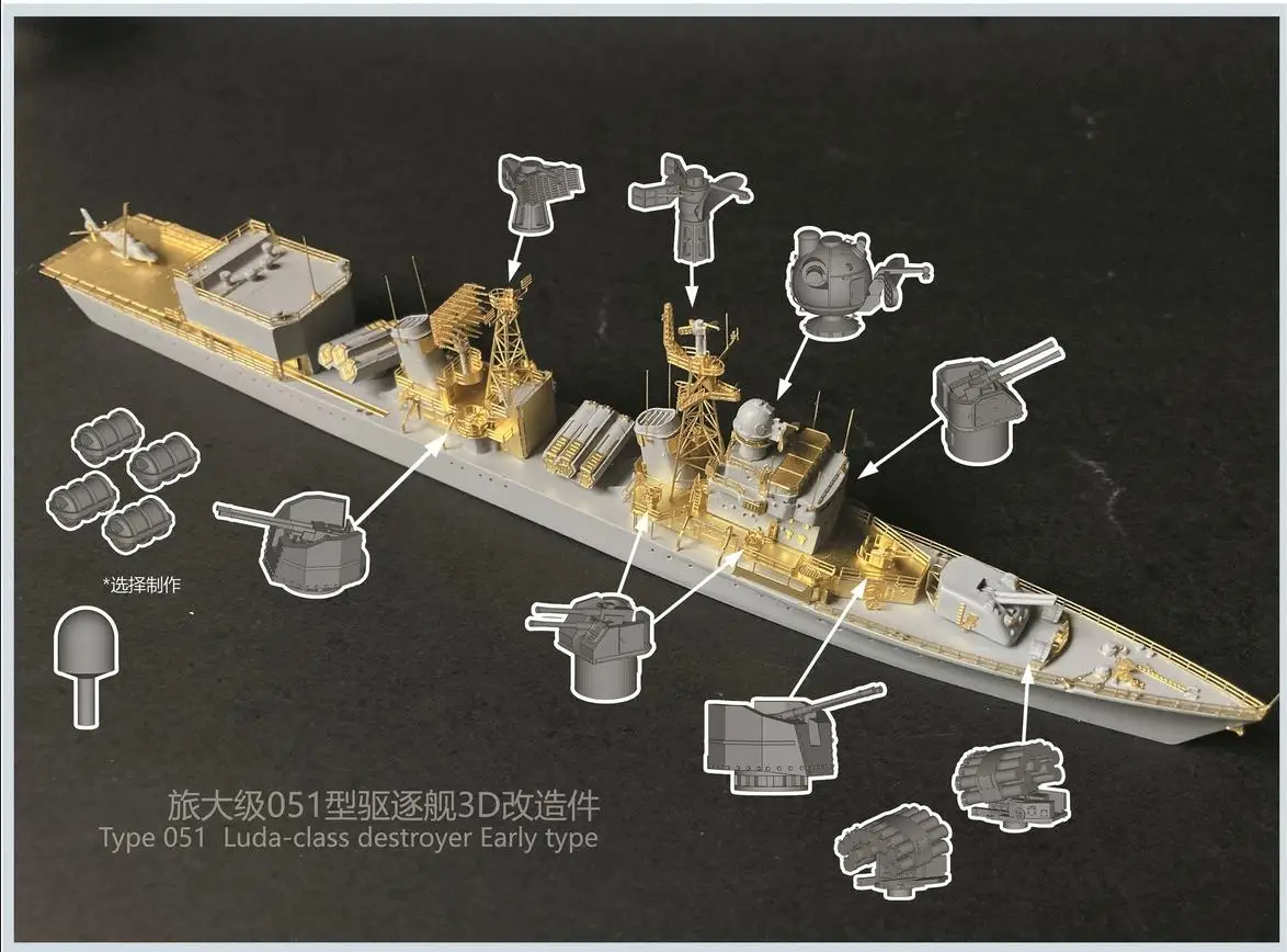 EVModel S058 1/700 Type 051 Luda-class Destroyer 3D Printed Parts