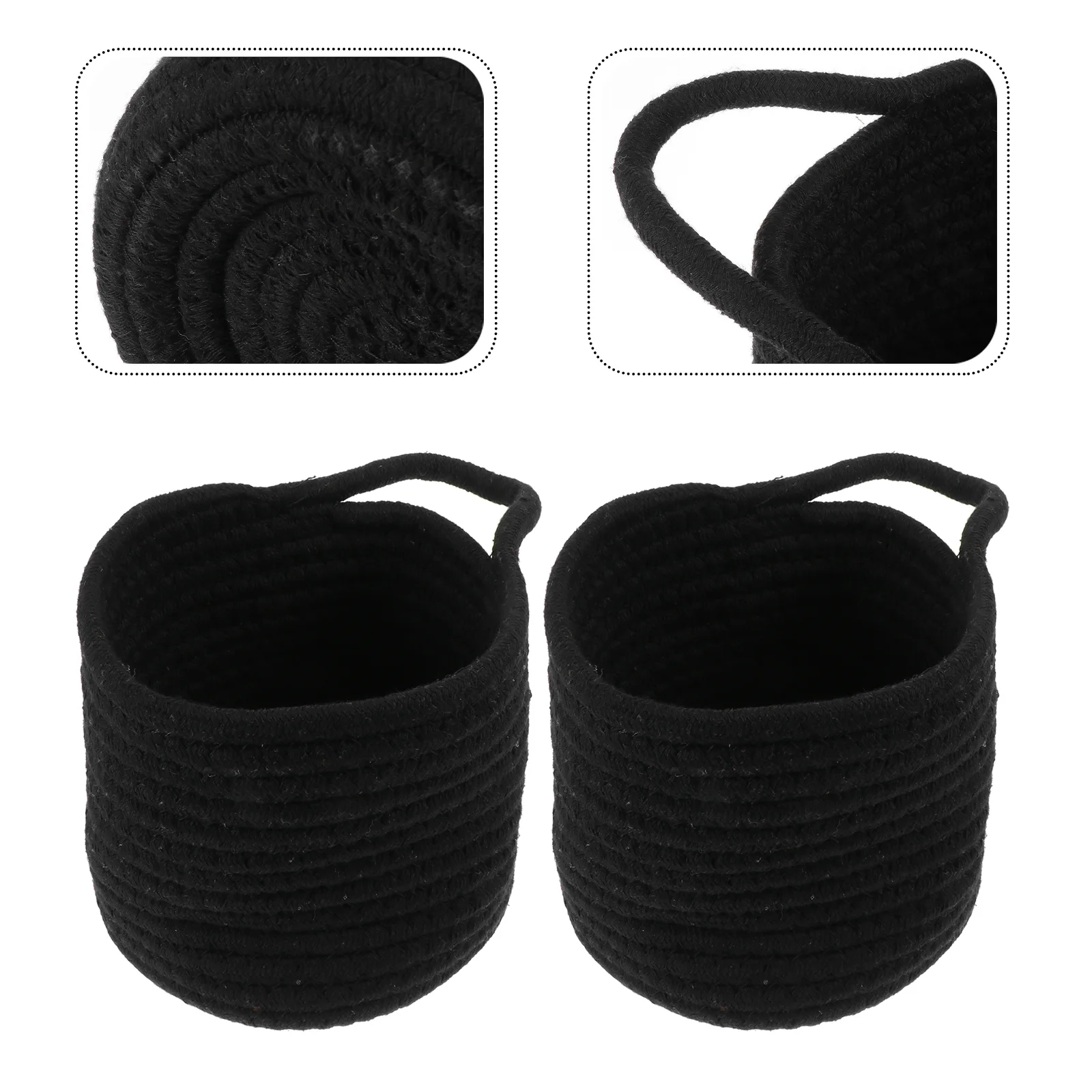 2 Pcs Storage Bins for Clothes Cotton Rope Woven Basket Food Holder Small Blanket