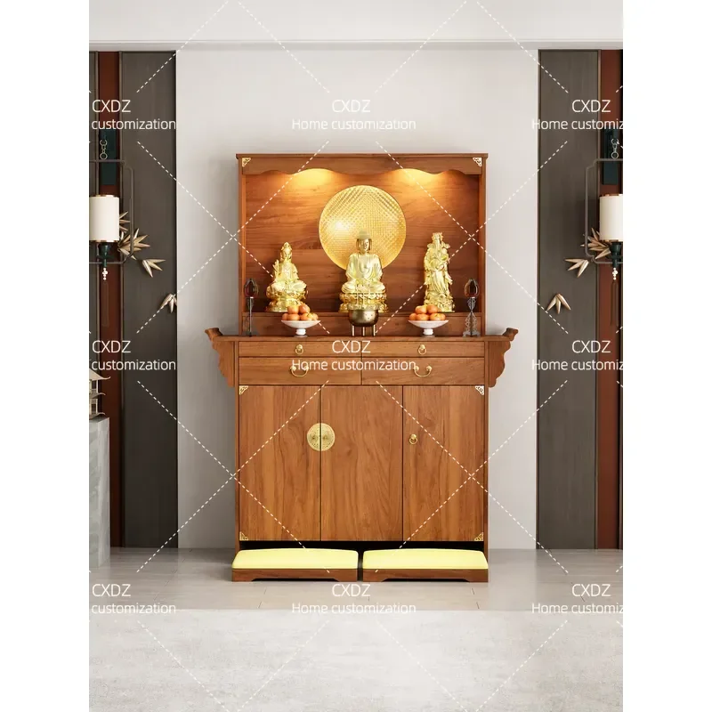 New Chinese Style Vertical Cabinet Buddhist Shrine Table God of Wealth Incense Holder Guanyin Guan Gong Household Offering