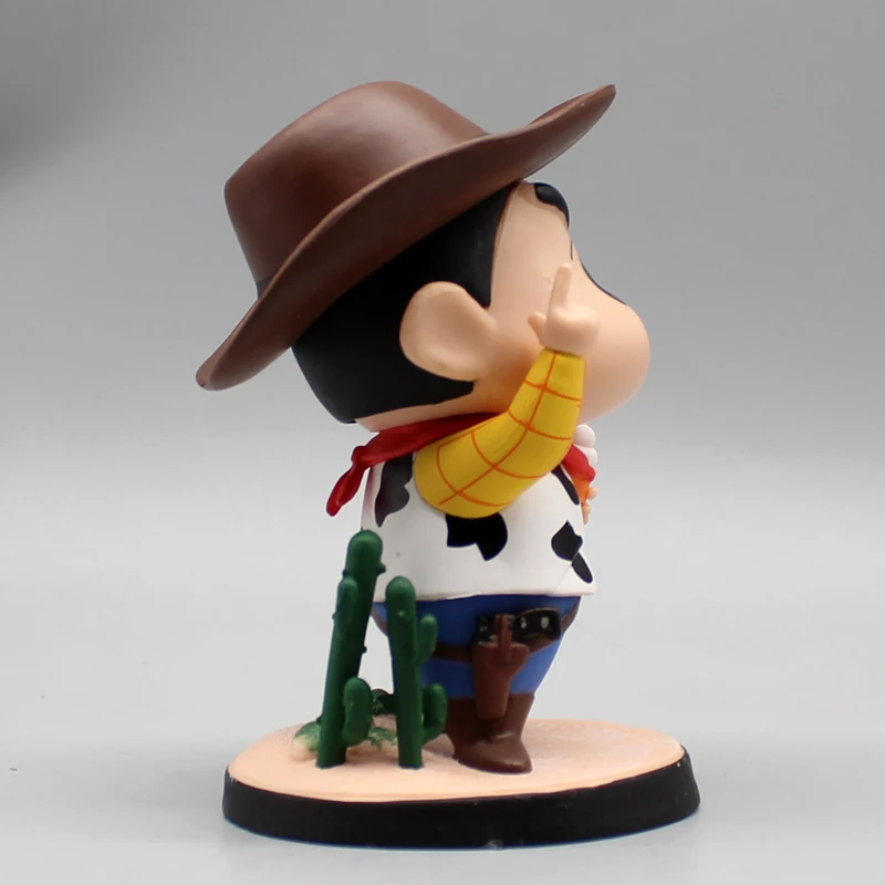 12cm Crayon Shin Chan Cosplay Woody Cowboy Anime Cute Action Figure Model Statue Collection Desktop Decoration Ornament Toy Gift