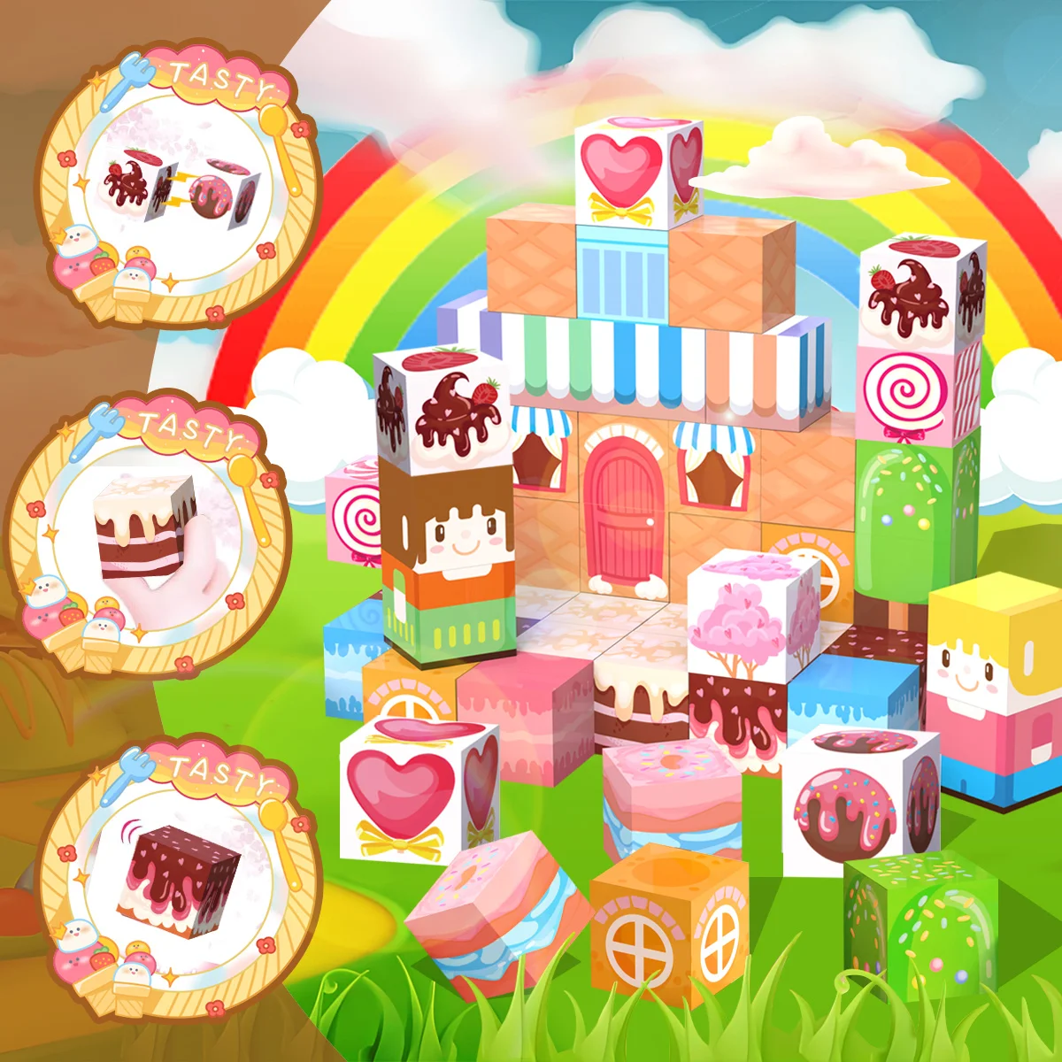 كتل مغناطيسية - ألعاب بناء للأولاد والبنات، هدايا عيد الميلاد وأعياد الميلاد للأطفال، لعبة حسية للفصل الدراسي للأطفال تعلم الجذعية