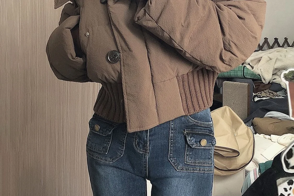 

Short Long Sleeved Cotton Jacket for Women in Winter Retro Loose and Thick Cotton Jacket