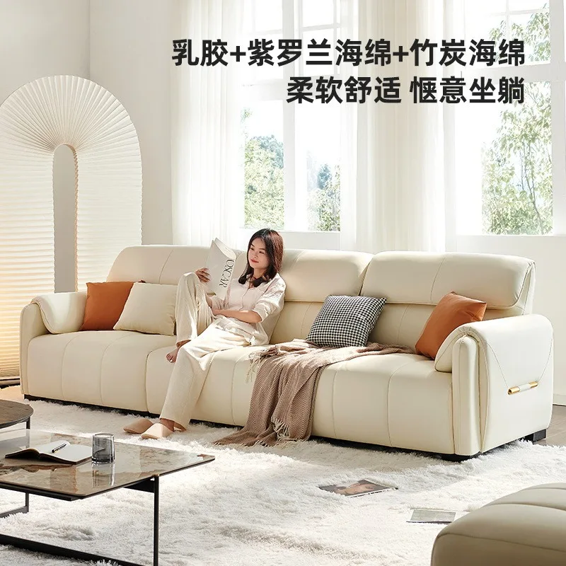 Tongyu Special, Light Luxury First-layer Cowhide Sofa Living Room Small Unit Elephant Ears French Cream Wind Leather Sofa