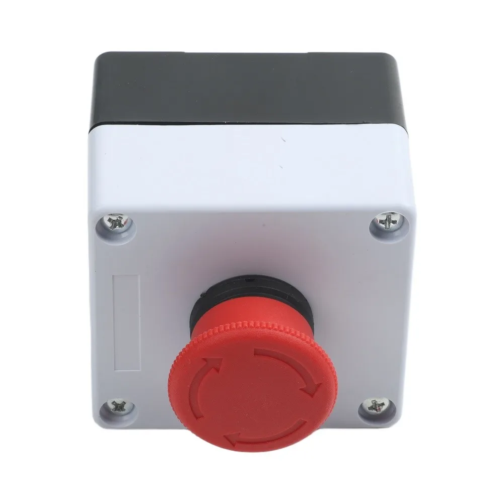 1PCS E-Stop Push Buttons Switches Station Red Mushroom Self Locking AC220V 10A For Button Engineering Plastic 1PCS