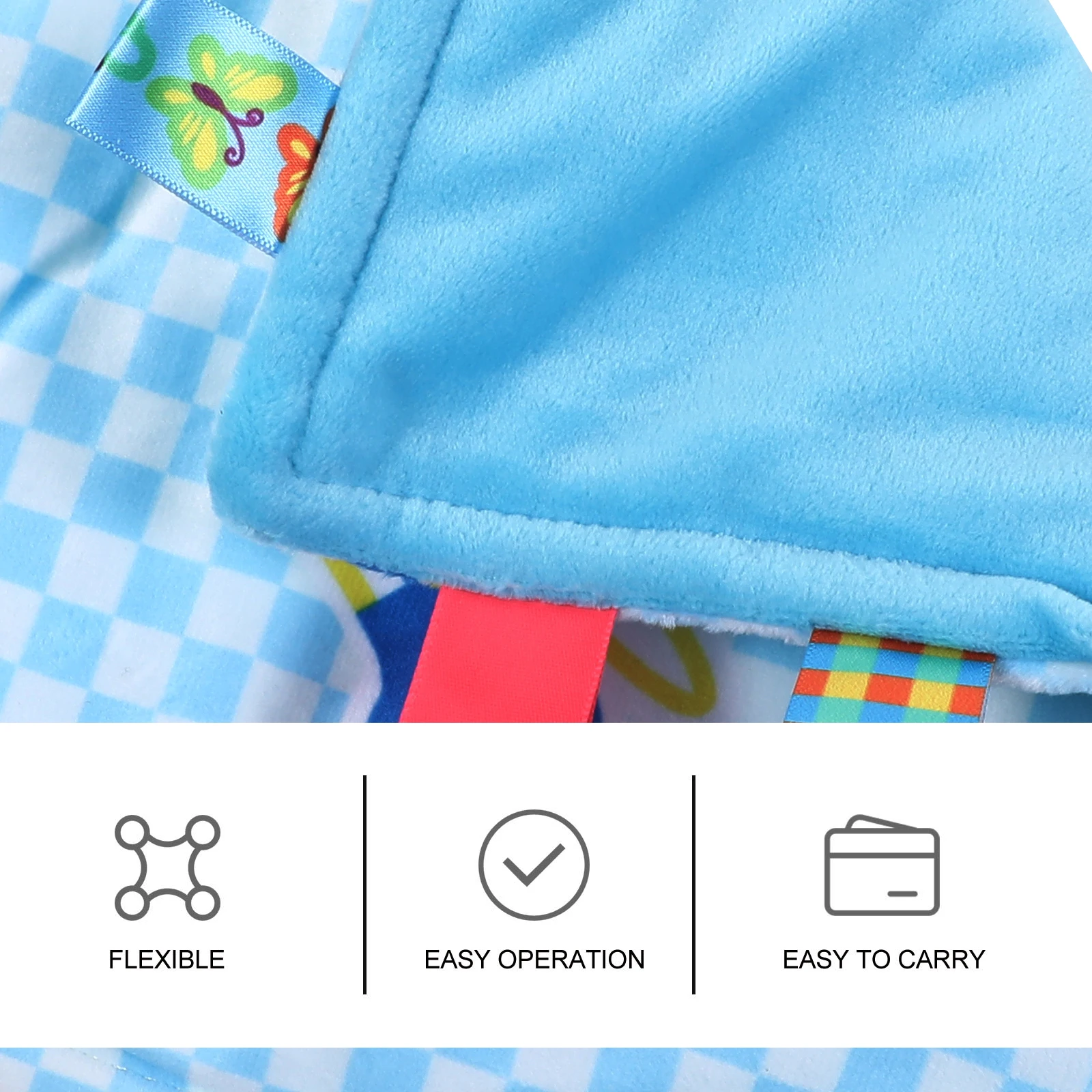 

Cartoon Security Tag Blanket Colorful Satin Tags Newborn Appease Towel Sensory Development Soothing Bandana Saliva