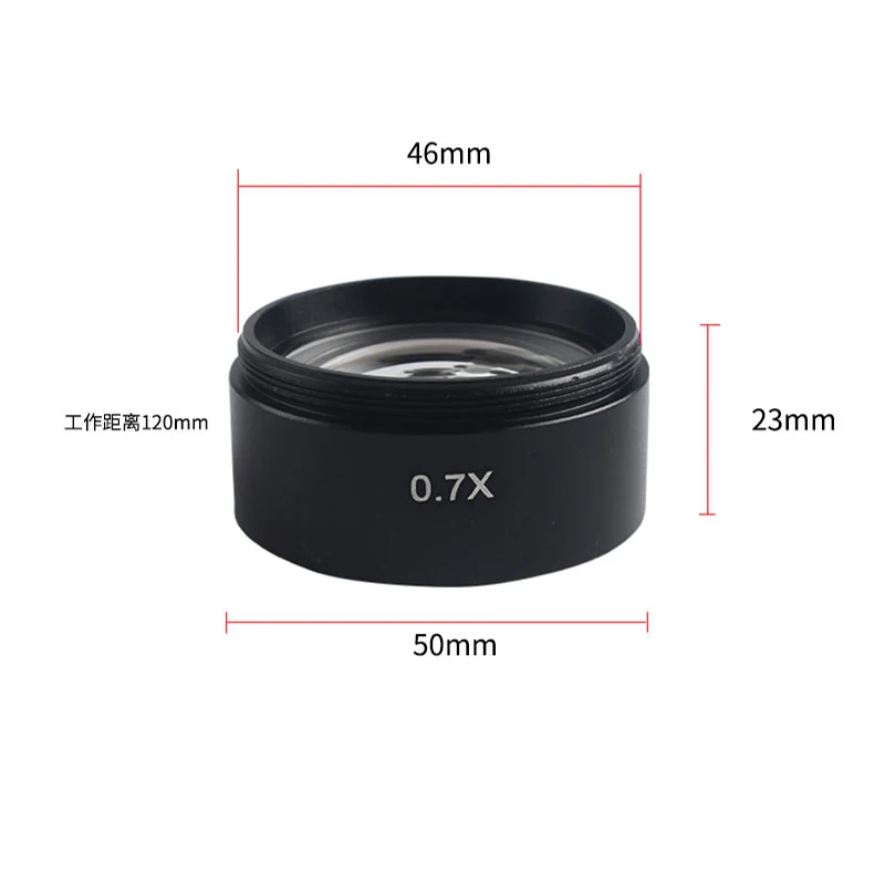 0.5X 0.7X 1.0X เสริมวัตถุเลนส์กล้องจุลทรรศน์เลนส์กล้องถ่ายรูปสำหรับกล้องจุลทรรศน์สเตอริโอ Trinocular ป้องกันฝุ่น Barlow เลนส์