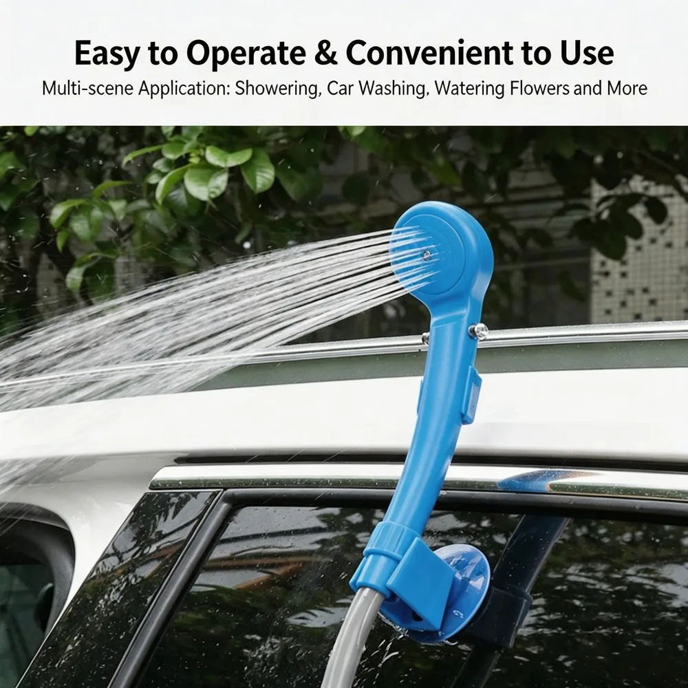 Portable Outdoor Shower Kit DC 12V Camping Showers Cigarette Lighter Charging with Water Pump Travel Device Car Cleaning Tool