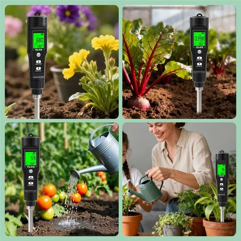 SEWS-EC Moisture Temp Soil NPK Tester Rechargeable 7-In-1 Fertility Meter High Precision Detachable Probe For Garden Planting