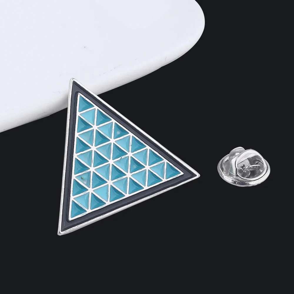 Moive Detroit Become Human Badge Brooch Blue Triangle Enamel Pins For Women Men Lapel Pin Jeans Shirt Jewelry