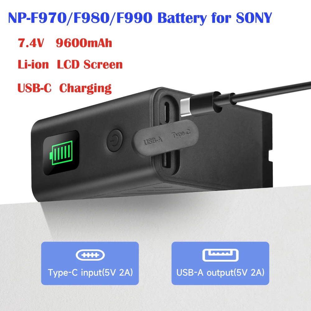 NP-F970 NP F980 بطارية 9600mAh NPF960 NP F970 بطارية مع مخرج شحن USB لسوني PLM-100 CCD-TRV35 MVC-FD91 MC1500C NPF750