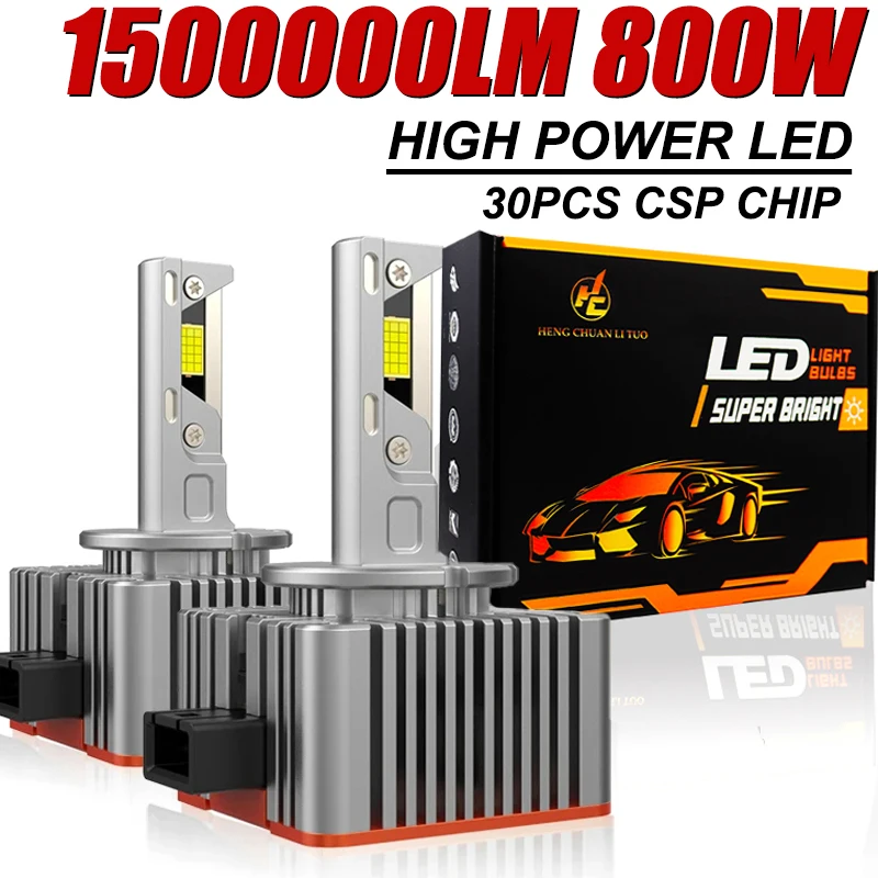 

D1S D3S LED Headlights HID D3S D2S D4S D8S 1500000LM 800W D1R D2R D3R D4 CANBUS Led Two-sided CSP Chip 6000K Plug&Play