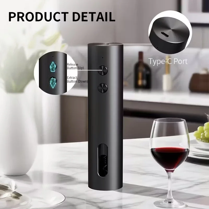 Electric Wine Bottle Opener Automatic Red Wine Corkscrew Wine Opener Wine Tools Kitchen Products Performance Plastic
