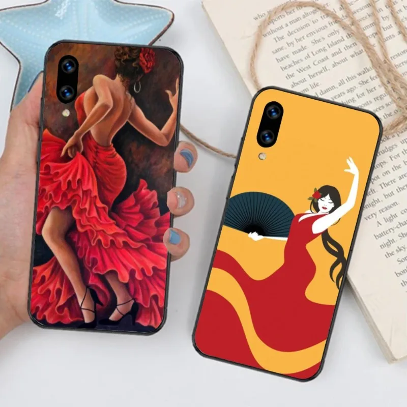 Spain Flamenco Dancer Phone Case for Huawei Mate 40 30 20 10 Pro Lite Nova 9 8 5T Y7p Y7 Black Soft Cover Funda Shell