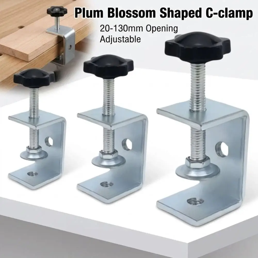 Plum Blossom Shaped C-clamp Adjustable 20-130mm Opening Square Clamp Sturdy Hand-twisting Fixed Holder Clip Hardware Fasteners
