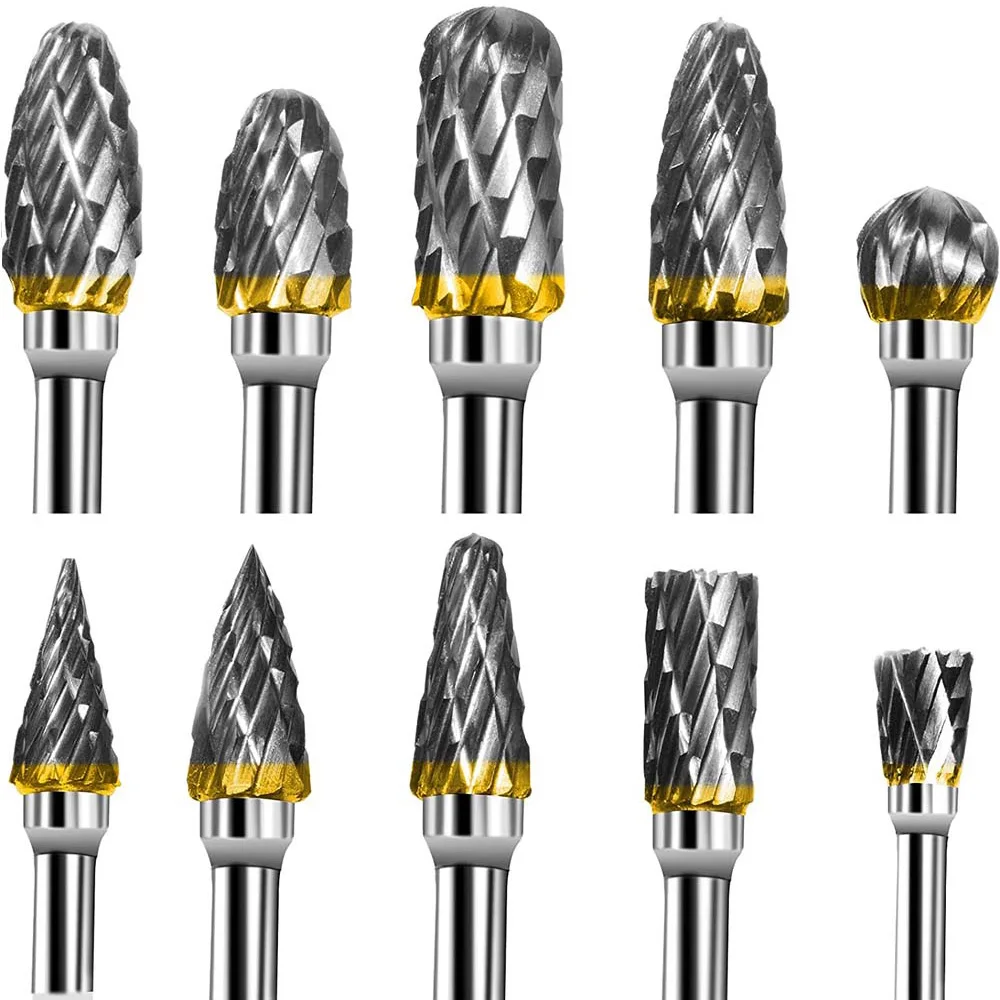 10 sztuk 3mm Shank frez ze stali wolframowej zadzior diamentowy obrotowy narzędzia Dremel elektryczne narzędzie obrotowe do szlifowania