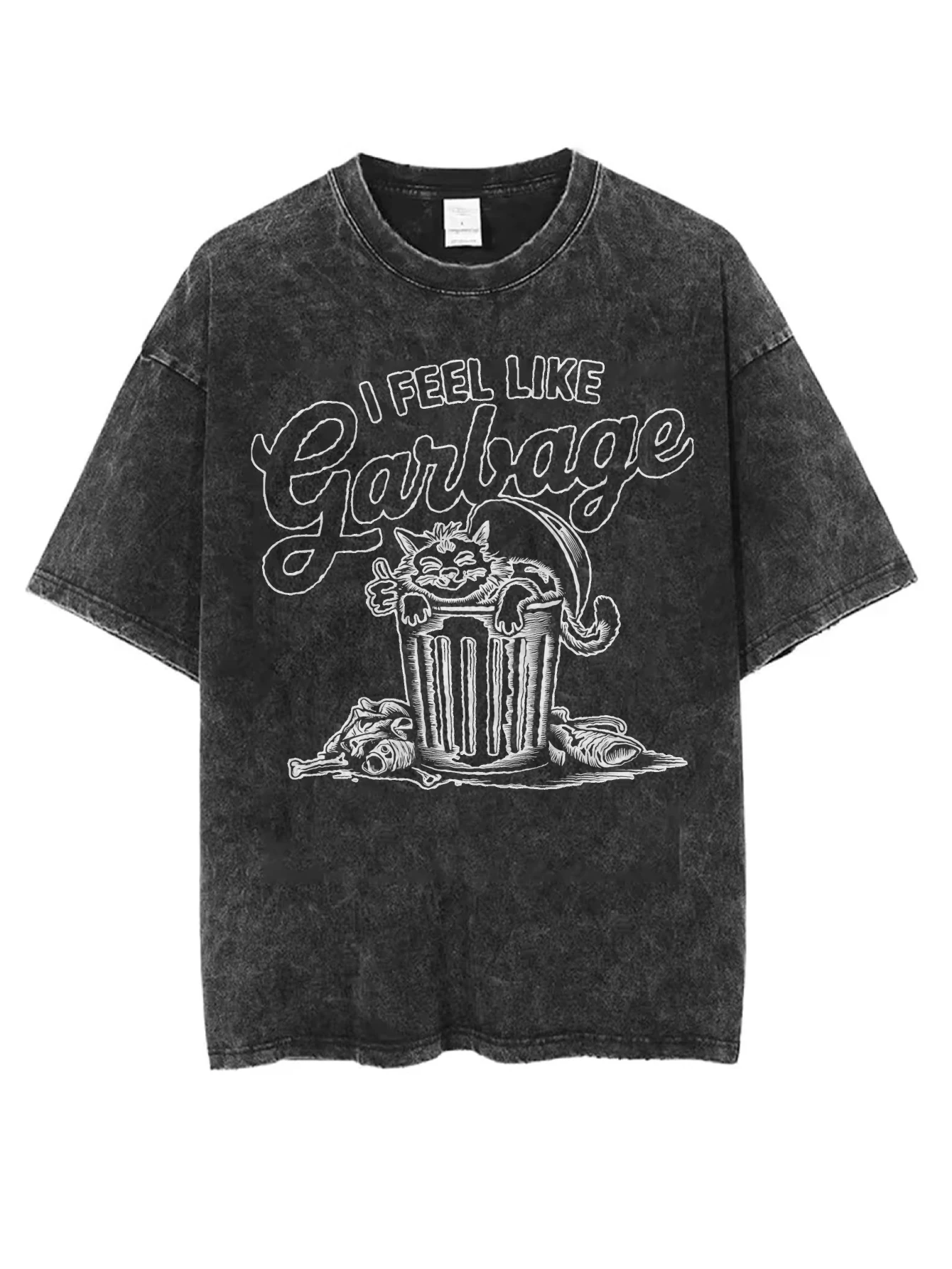 

I Feel Like Garbage SV Черная потертая футболка с круглым вырезом Удобная свободная посадка для мужчин и женщин отлично подходит для зимы и Рождества