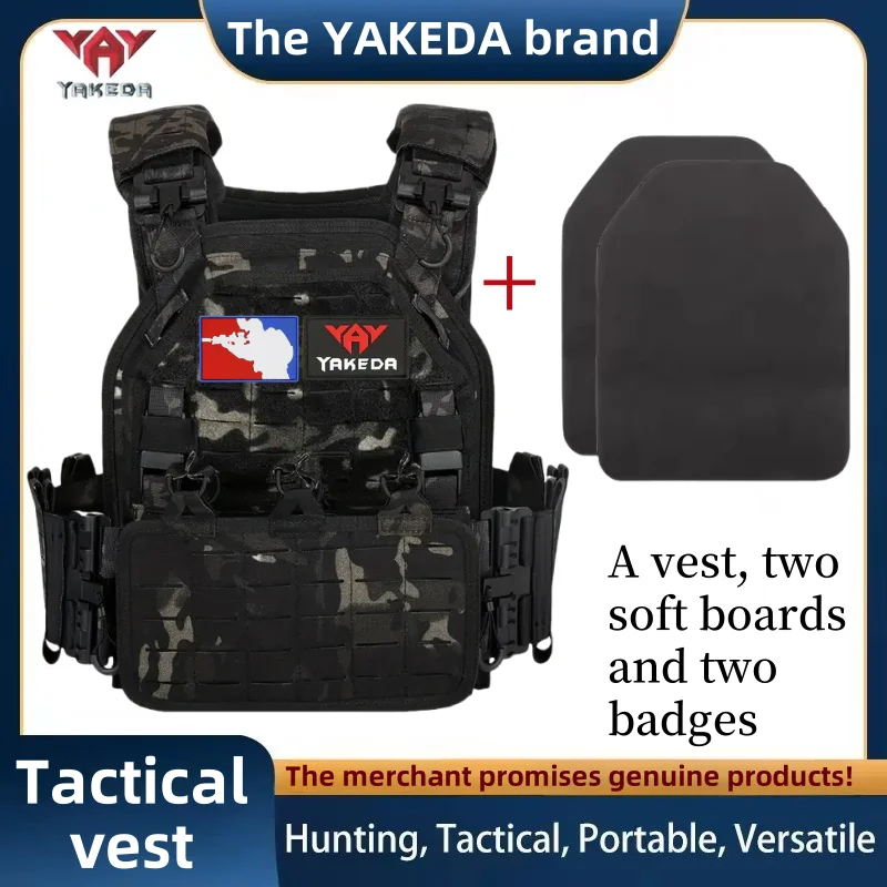 YAKEDA Тактический жилет 6094, быстрый съемный светильник, лазерная резка, уличный охотничий черный жилет из высококачественного нейлона 1000d