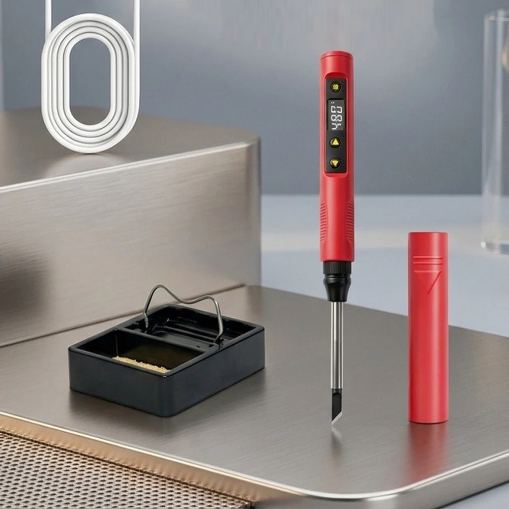 Portable USB Soldering Iron 65W Fast Heat Up in 8s Adjustable Temp 60-480C Digital Display for DIY Electronics Repair