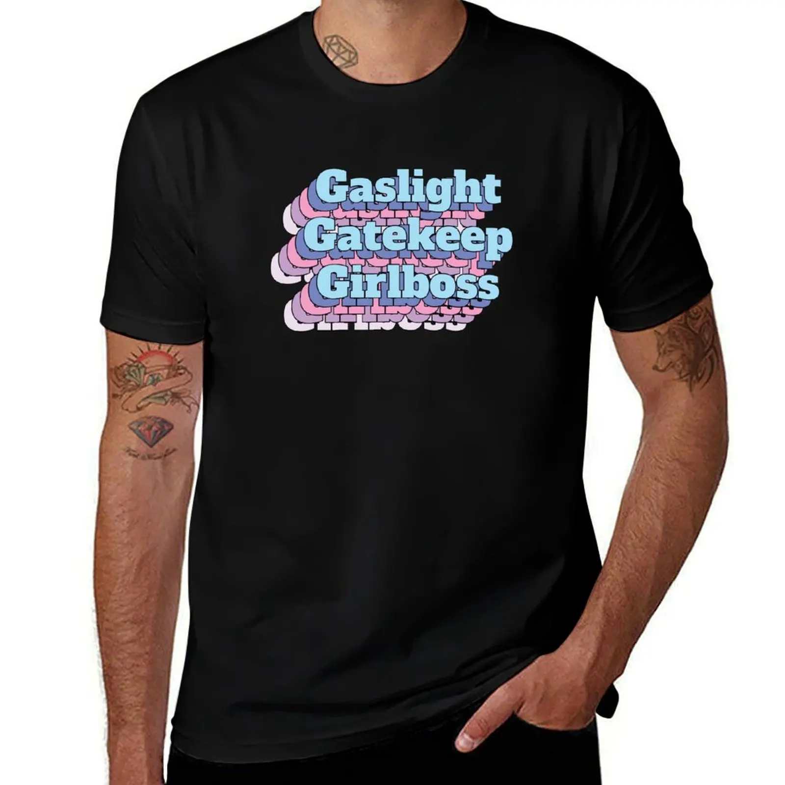 Gaslight Gatekeep Girlboss T-Shirt Regular Fit Plain Tee Shirt T-Shirt