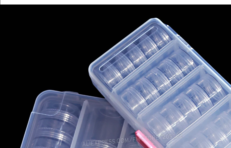 Nail art Zubehör Runde Box, Tiny klare flaschen mit schraubverschluss für DIY Kosmetik Nägel Schmuck perlen Handwerk container fall – Detail 6