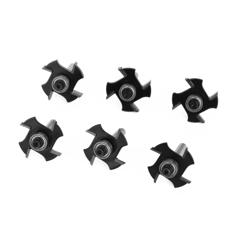 LAVIE1/4/6/6.35mm Shank Four Blades T-Sloting Slot Cutter Jointing Slotting Router Bit Height Milling Cutter Woodworking CNC 공구
