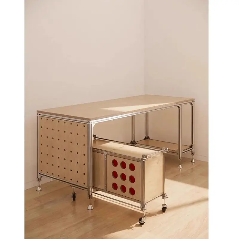 

Birch solid wood computer desk workbench, ocean panel desk, aluminum profile rectangular table integrated