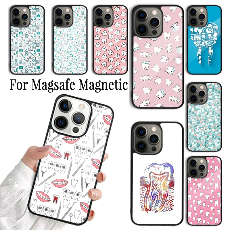 Phone Case For iPhone 16 15 14 13 12 11 Pro Max Plus Magsafe Magnetic Wireless Charging Cover Dentist Tooth Dental Hygienist