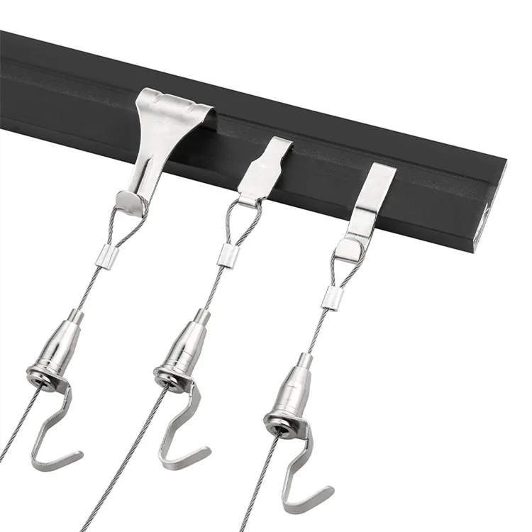 

2pcs U-shaped Guide Rail Dedicated Steel Wire Hanging Rope Retractable Hook Buckle Billboard Photo Frame Lanyard Accessorie
