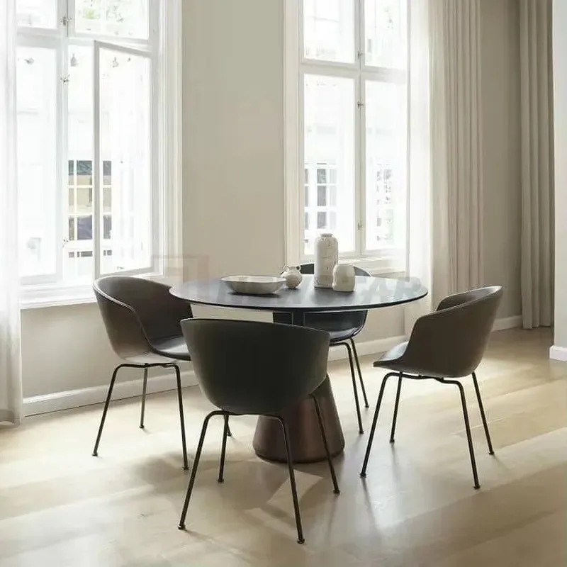 Natural oak dining table solid wood minimalist style suitable for family kitchens