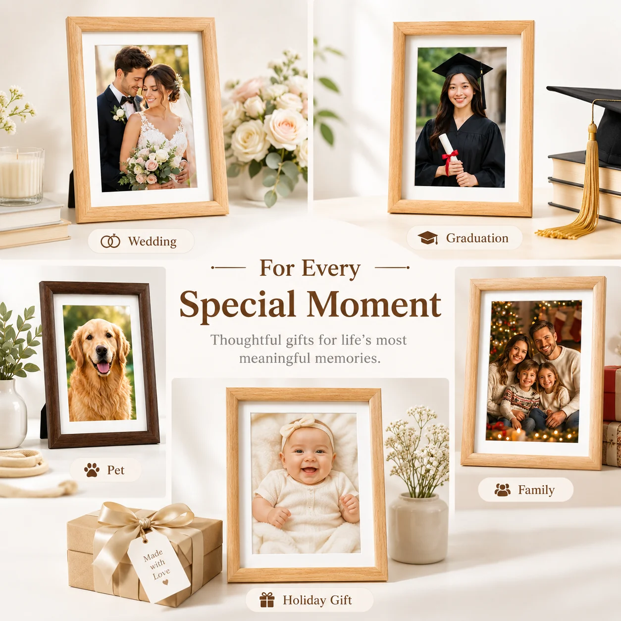 Personalized Custom Photo Frames, Suitable for Everyday Decorations, Communion, Baptism, Christmas, Graduation, Weddings, and as Gifts for Friends