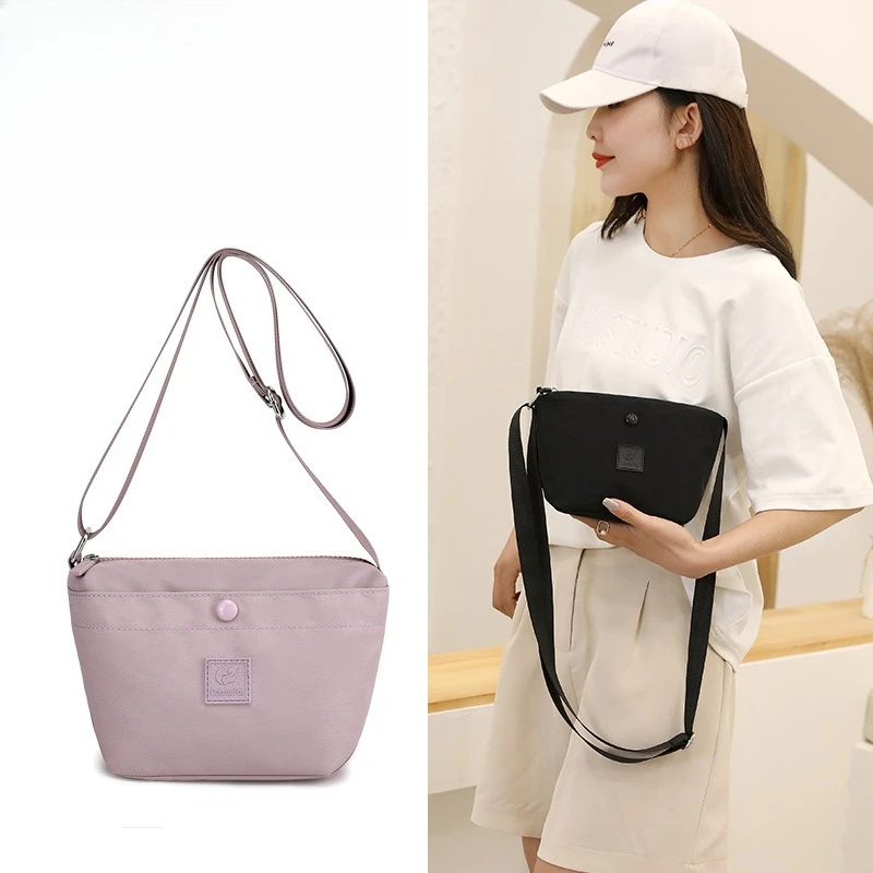 

Women's simple multi-pocket shoulder bag waterproof nylon cloth lightweight large capacity crossbody bag