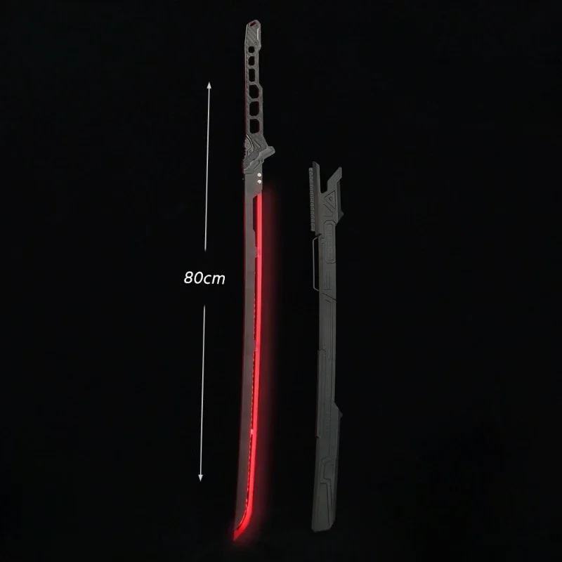 80 cm/31,4 pollici Cyberpunk Energia Termica Capelli Luce Spada Modello Funzionale Vento Katana Coltello Con una Guaina coltello Puntelli Cosplay Regalo