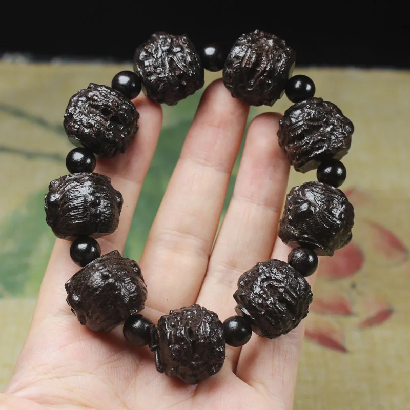 Wood Buddha Guanyin the Eighteen Disciples of the Buddha Beads Bracelet 20mm Men's and Women's Long-Term Supply
