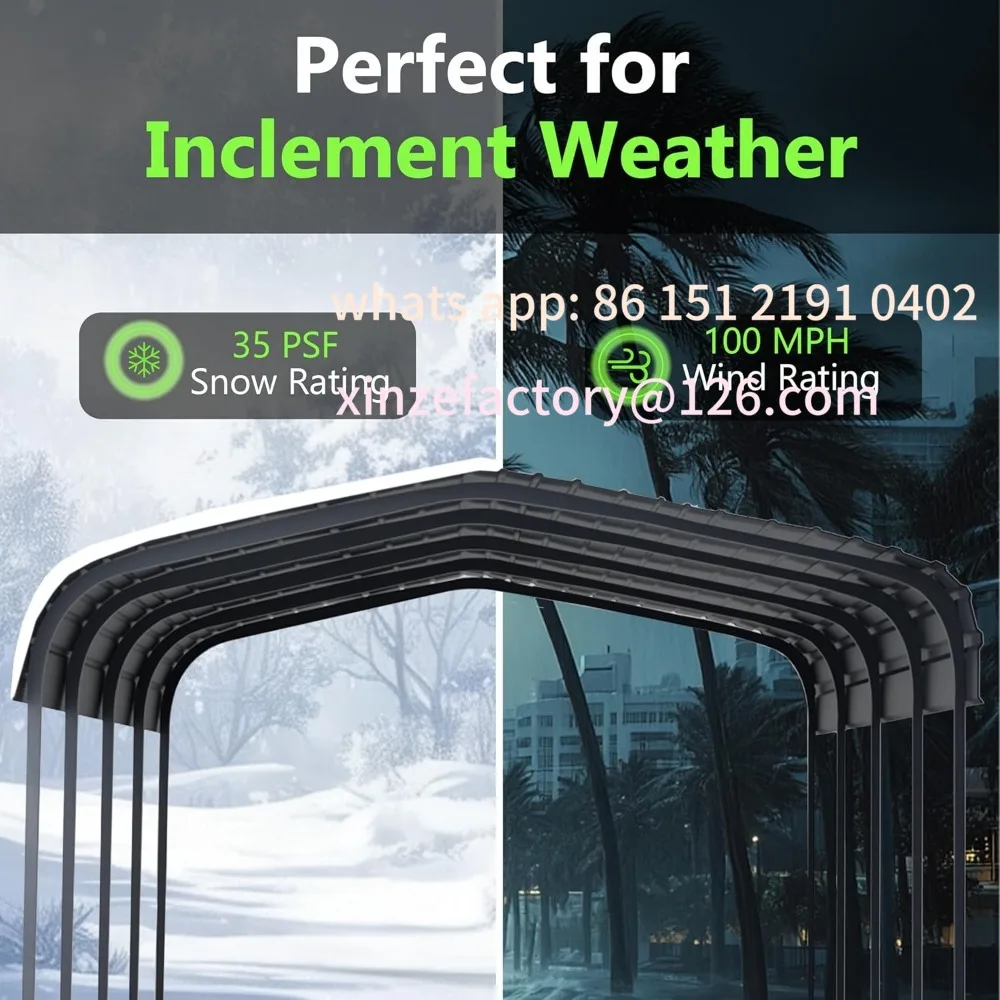 

Customizable Heavy Duty, Carport Kit with Steel Roof Building and Frame