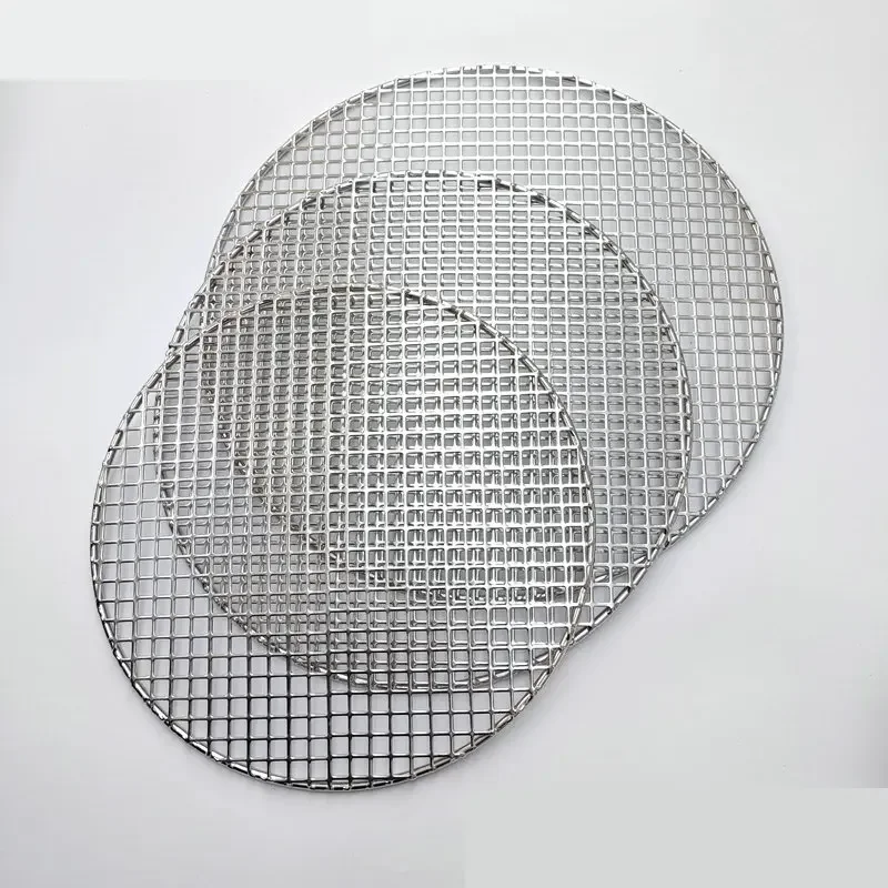 304 acier inoxydable rond barbecue gril maille maison rôti filets Bacon gril outil fer filets barbecue accessoires antiadhésif BBQ tapis grille