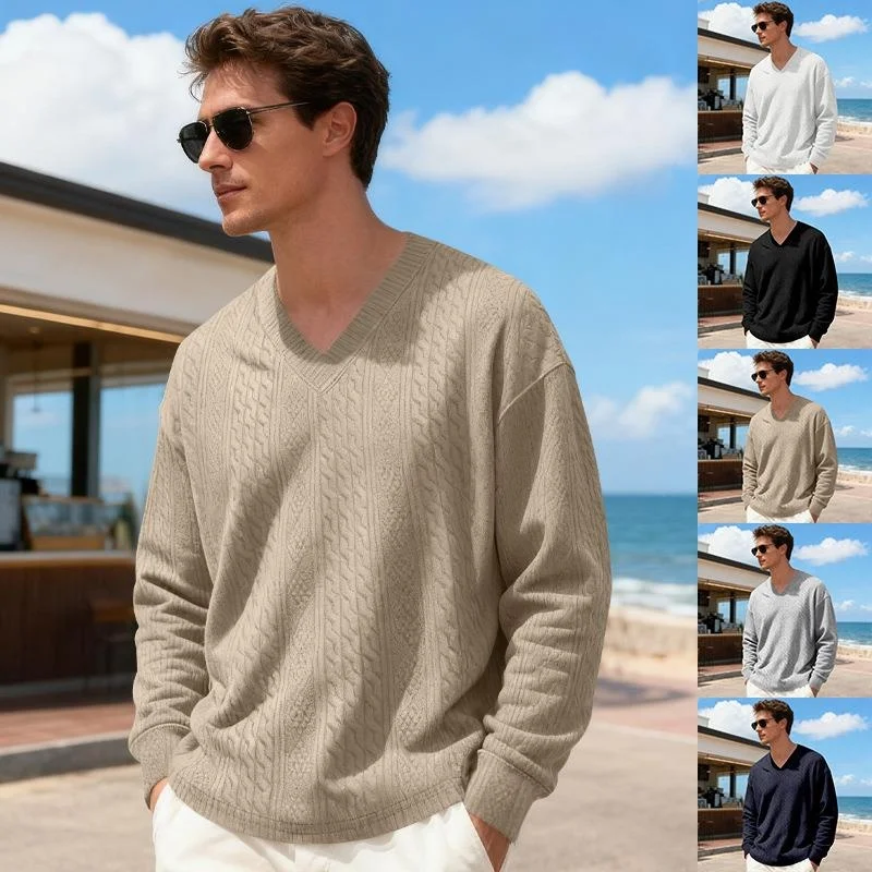 

Men's Knitted Long Sweatshirt T-shirt Autumn Season Casual Wear Youth Fashion Non-deformable Other Fabric Texture Embroidery