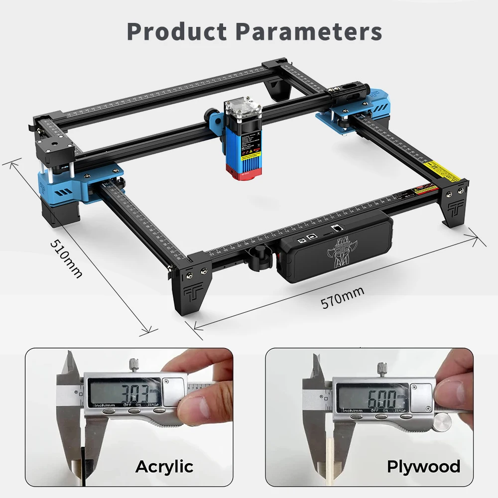 Máquina cortadora de grabado láser Twotrees TTS-55 para madera/cuero/Metal/máquina láser acrílica impresora láser 3D 40W/80W