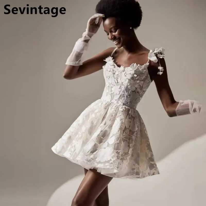 Sevintage Customized 2025 Mini Modern Fashion Wedding Dress Elegant Short A Line Bridal Gowns Above Knee vestidos de novia