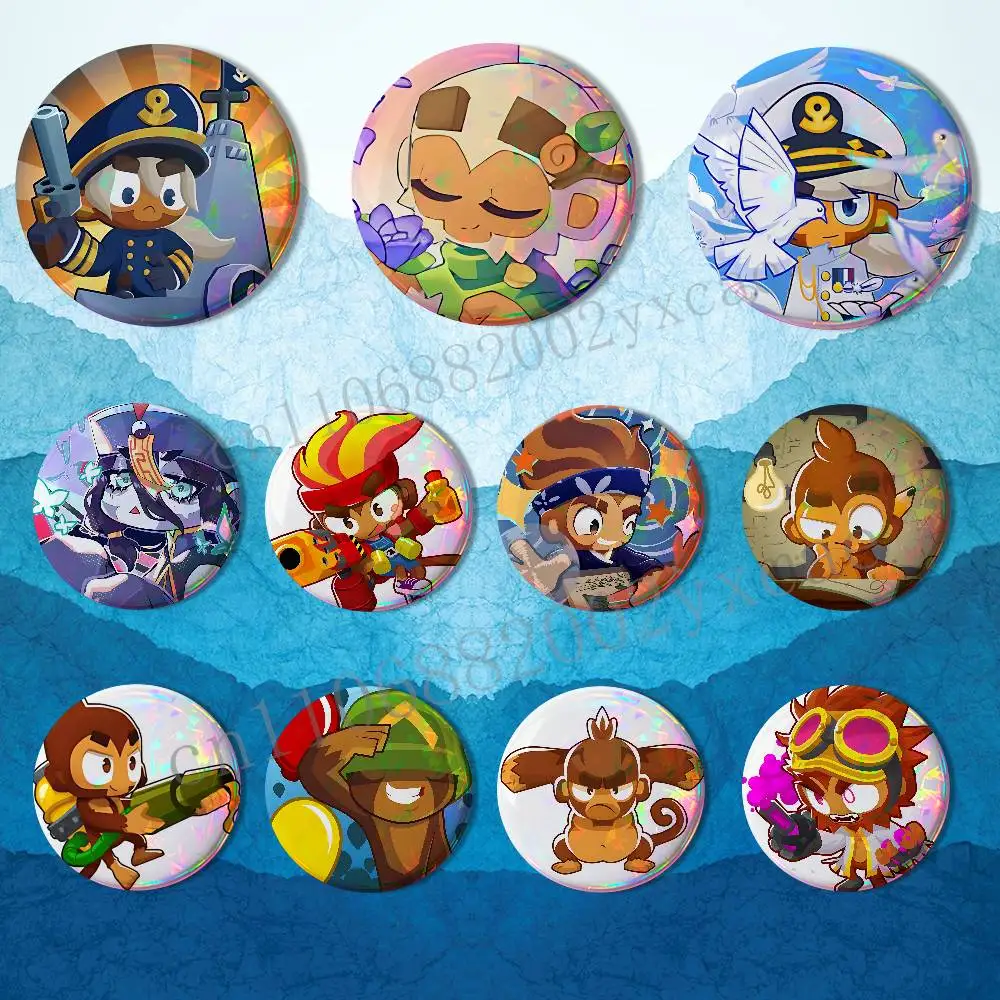 

Tower Defense Bloons BTD Laser reflective round badges pins bag clothing decorations collectibles gifts for friends