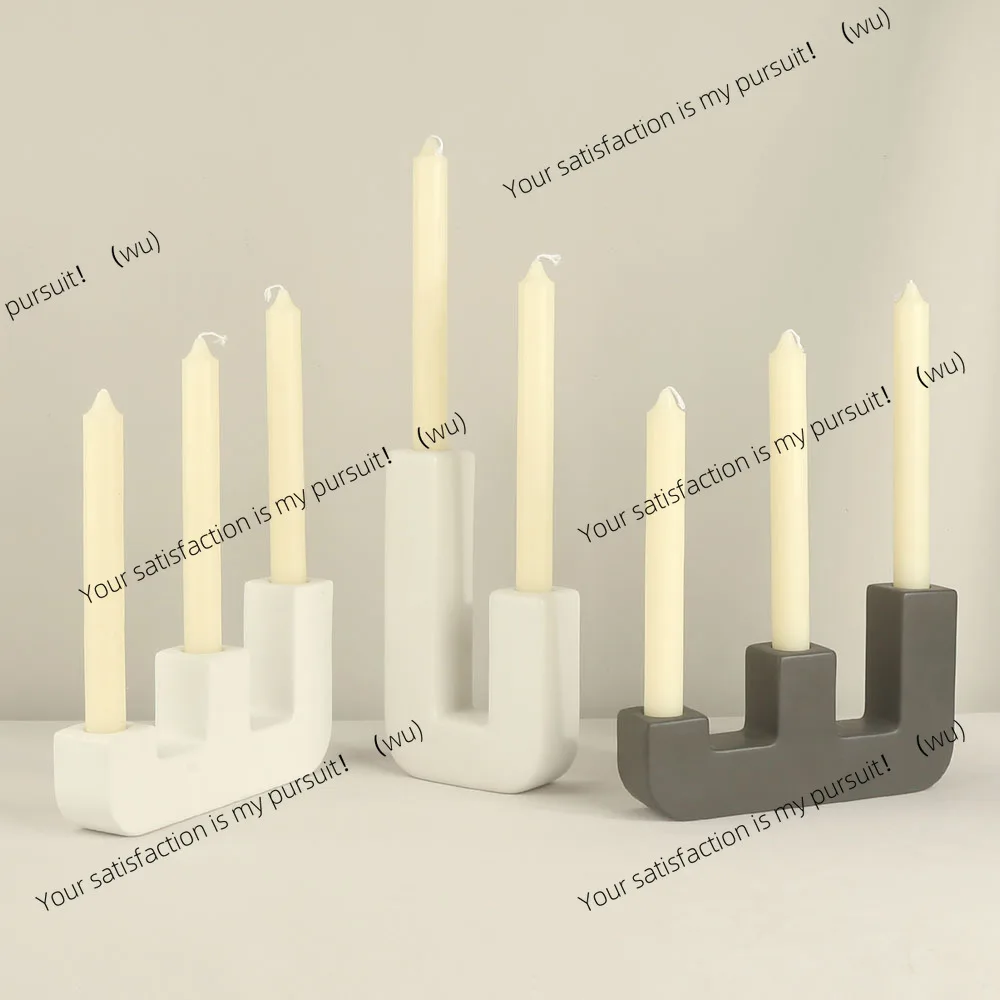 Petty bourgeoisie light luxury romantic simple fashion ceramic candlestick ornament, ceramic handicraft decorative candlestick