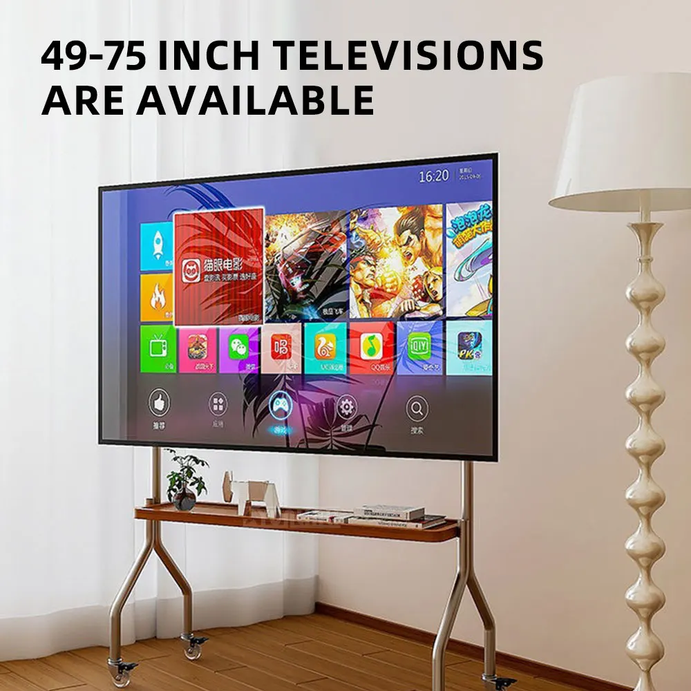 TV stand floor standing stainless steel movable simple hanging bracket 43-66 inches for household use