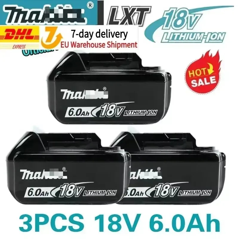 100% originele Makita oplaadbare accu voor elektrisch gereedschap, vervangbare LED lithium-ion, 18V 6.0 9.0Ah LXT BL1860B BL1860BL1850 BL1830